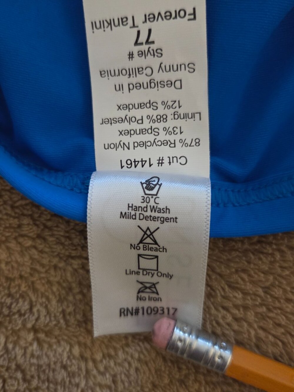 NWT Sunsets ELECTRIC BLUE Forever Twist Tankini Underwire Swim Top Size 40D/42C - Picture 9 of 10